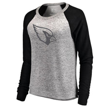 Load image into Gallery viewer, Women's Arizona Cardinals NFL Pro Line by Fanatics Branded Ash/Black Cozy Collection Plush Crew Sweatshirt