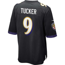 Load image into Gallery viewer, Youth Baltimore Ravens Justin Tucker Nike Purple/Black Team Color Game Jersey