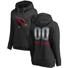 Load image into Gallery viewer, Women's Arizona Cardinals NFL Pro Line by Fanatics Branded Black Personalized Midnight Mascot Pullover Hoodie