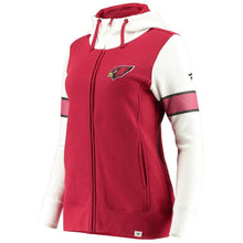 Load image into Gallery viewer, Women's Arizona Cardinals NFL Pro Line by Fanatics Branded Cardinal/White Iconic Fleece Full-Zip Hoodie