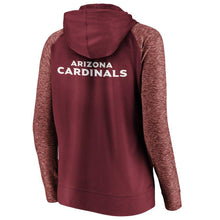 Load image into Gallery viewer, Women's Arizona Cardinals NFL Pro Line by Fanatics Branded Cardinal/Heathered Red Made to Move Color Blast Full-Zip Raglan Hoodie