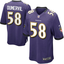 Load image into Gallery viewer, Youth Baltimore Ravens Elvis Dumervil Nike Purple Team Color Game Jersey