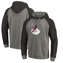 Load image into Gallery viewer, Men's Arizona Cardinals NFL Pro Line by Fanatics Branded Gray/Black Throwback Logo Big &amp; Tall Tri-Blend Raglan Pullover Hoodie
