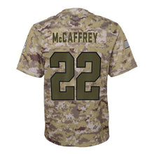 Load image into Gallery viewer, Youth Carolina Panthers Christian McCaffrey Nike Camo Salute to Service Game Jersey