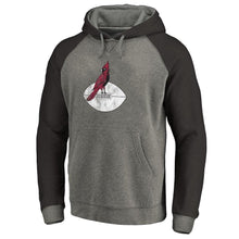 Load image into Gallery viewer, Men's Arizona Cardinals NFL Pro Line by Fanatics Branded Gray/Black Throwback Logo Big &amp; Tall Tri-Blend Raglan Pullover Hoodie