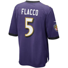 Load image into Gallery viewer, Youth Baltimore Ravens Joe Flacco Nike Purple/Black/White Team Color Game Jersey