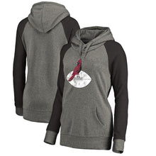 Load image into Gallery viewer, Women's Arizona Cardinals NFL Pro Line by Fanatics Branded Gray/Black Throwback Logo Tri-Blend Raglan Plus Size Pullover Hoodie