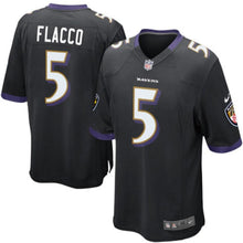 Load image into Gallery viewer, Youth Baltimore Ravens Joe Flacco Nike Purple/Black/White Team Color Game Jersey