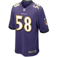 Load image into Gallery viewer, Youth Baltimore Ravens Elvis Dumervil Nike Purple Team Color Game Jersey