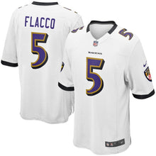 Load image into Gallery viewer, Youth Baltimore Ravens Joe Flacco Nike Purple/Black/White Team Color Game Jersey
