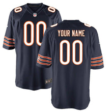 Load image into Gallery viewer, Youth Chicago Bears Nike Navy/White Custom Game Jersey