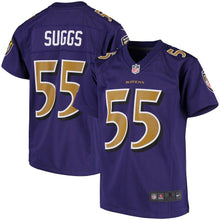 Load image into Gallery viewer, Youth Baltimore Ravens Terrell Suggs Nike Purple Color Rush Player Game Jersey