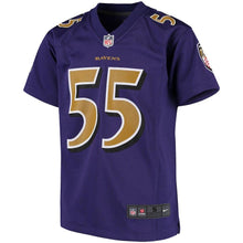 Load image into Gallery viewer, Youth Baltimore Ravens Terrell Suggs Nike Purple Color Rush Player Game Jersey