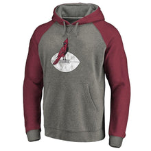 Load image into Gallery viewer, Men's Arizona Cardinals NFL Pro Line by Fanatics Branded Gray/Cardinal Throwback Logo Tri-Blend Raglan Pullover Hoodie