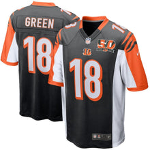 Load image into Gallery viewer, Youth Cincinnati Bengals A.J. Green Nike Black 50th Anniversary Patch Game Jersey