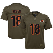 Load image into Gallery viewer, Youth Cincinnati Bengals A.J. Green Nike Olive Salute to Service Game Jersey