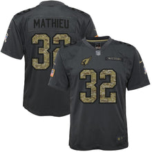 Load image into Gallery viewer, Youth Arizona Cardinals Tyrann Mathieu Nike Anthracite 2016 Salute to Service Game Jersey