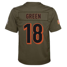 Load image into Gallery viewer, Youth Cincinnati Bengals A.J. Green Nike Olive Salute to Service Game Jersey