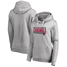 Load image into Gallery viewer, Women's Arizona Cardinals NFL Pro Line by Fanatics Branded Ash Iconic Collection On Side Stripe Plus Size Pullover Hoodie