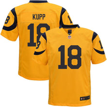 Load image into Gallery viewer, COOPER KUPP LOS ANGELES RAMS SUPER BOWL YOUTH COLOR RUSH PLAYER GAME JERSEY – GOLD 2018/2019