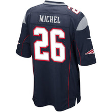 Load image into Gallery viewer, Sony Michel New England Patriots Draft First Round Pick #2 Game Jersey – Navy 2018/2019 Super Bowl