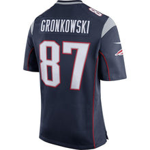 Load image into Gallery viewer, Rob Gronkowski New England Patriots Youth Team Color Game Jersey - Navy Blue Super Bowl