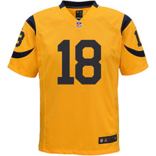 Load image into Gallery viewer, COOPER KUPP LOS ANGELES RAMS SUPER BOWL YOUTH COLOR RUSH PLAYER GAME JERSEY – GOLD 2018/2019