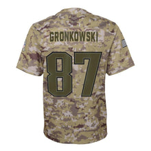 Load image into Gallery viewer, Rob Gronkowski New England Patriots Youth Salute to Service Game Jersey - Camo 2018/2019 Super Bowl